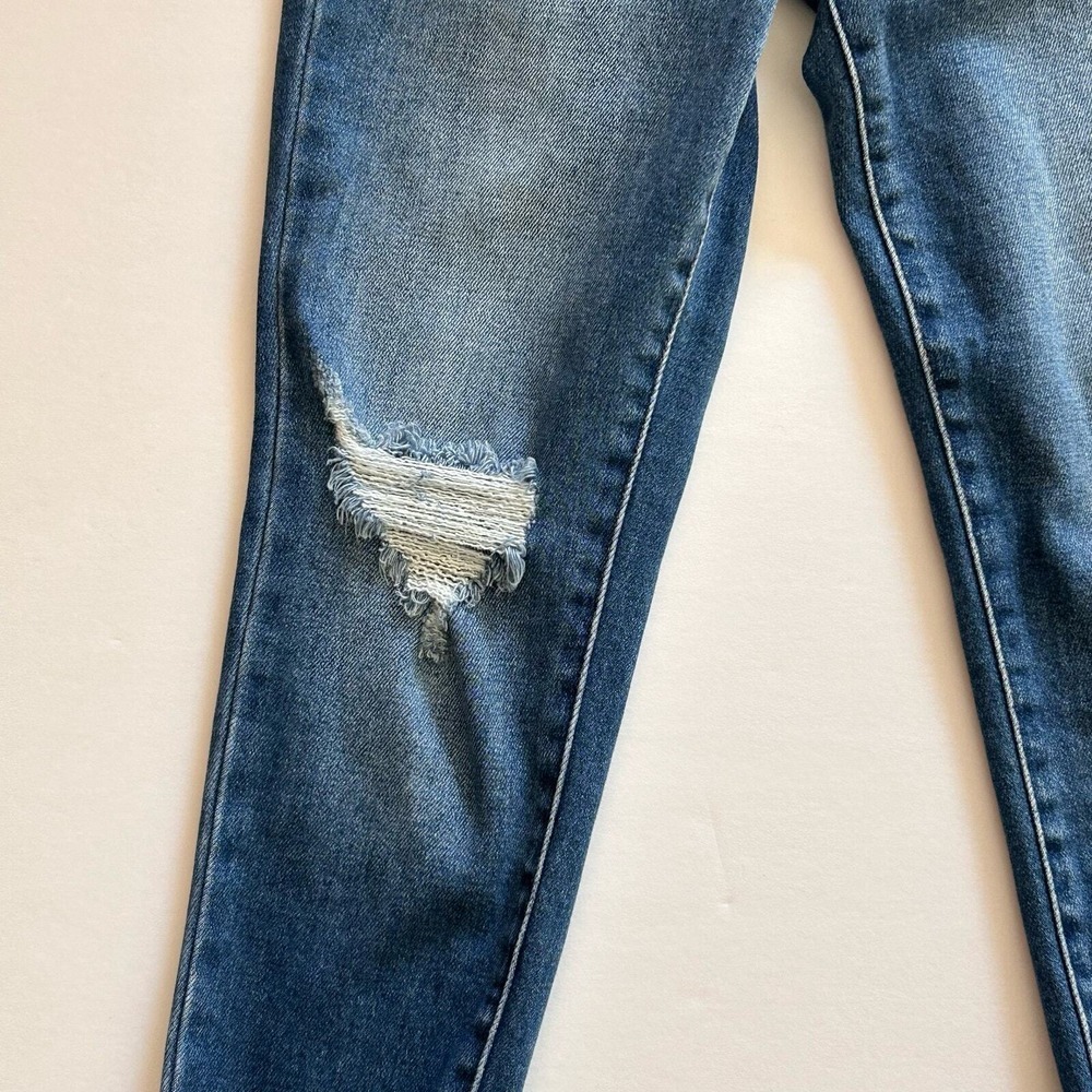 Kancan Womens Jeans 5/26 Blue Audrina Mid Rise Ankle Skinny Jeans Fringe‎ Y2K - Picture 5 of 14